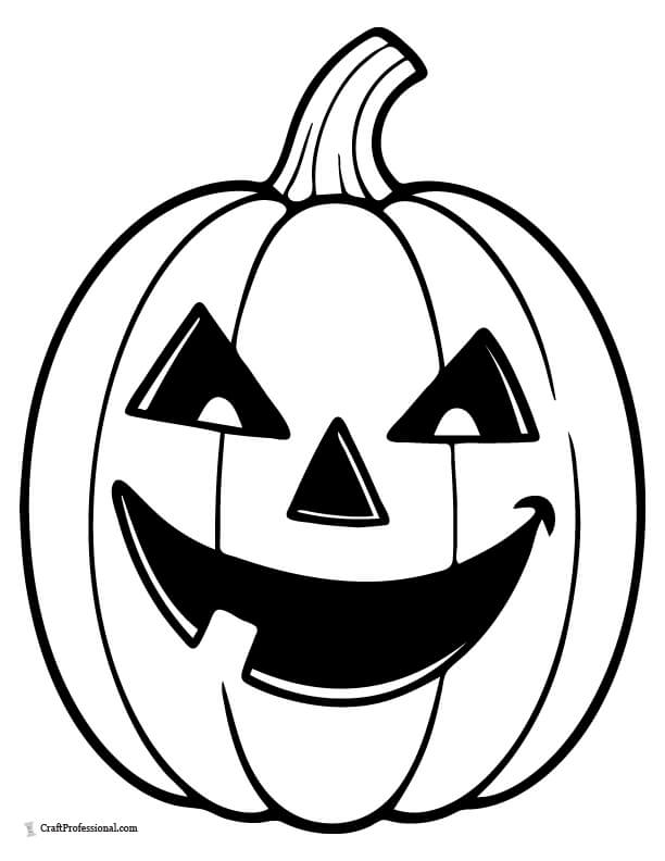 Jack o'lantern with spooky eyes and lopsided grin coloring pages