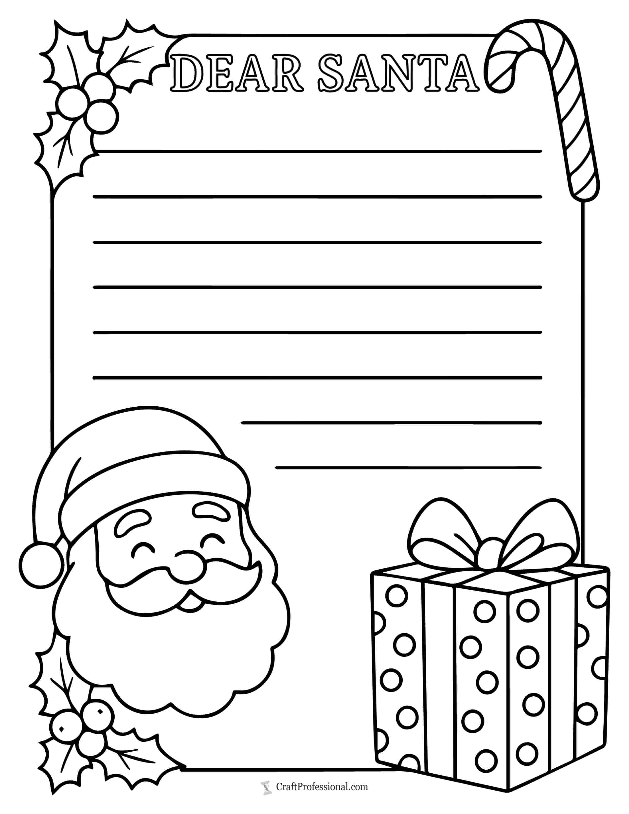 Letter to Santa template to print and color