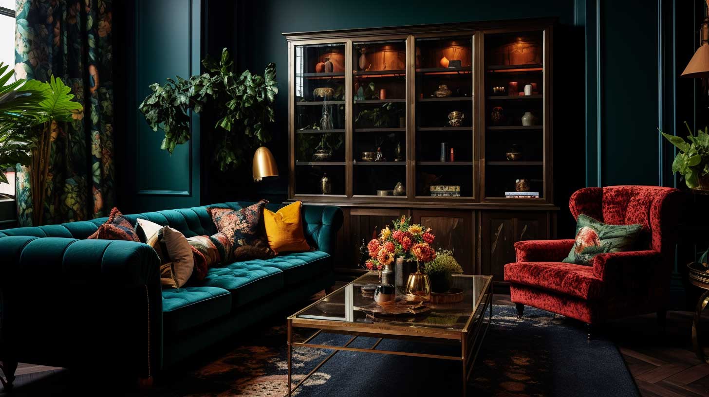 maximalist style living room with deep rich colors maximalist style living room with deep rich colors
