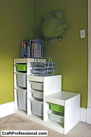 Storage cabinets in a craft room