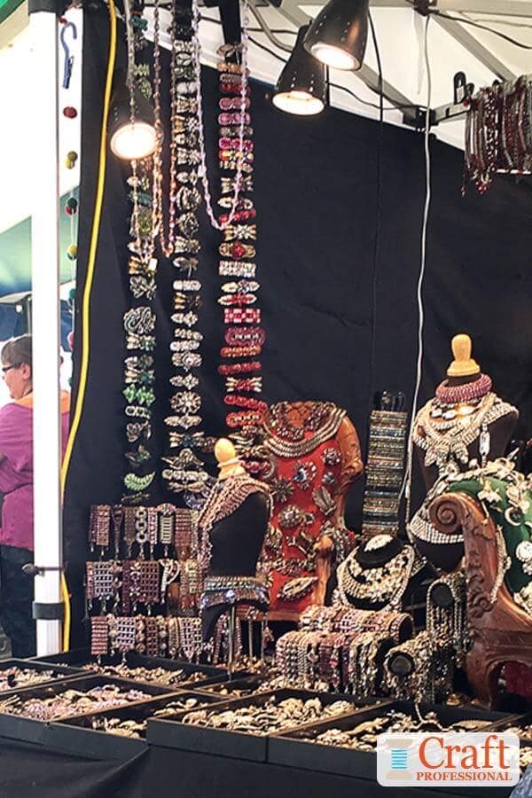 Tabletop jewelry display with plenty of portable lighting. Tabletop jewelry display with plenty of portable lighting.