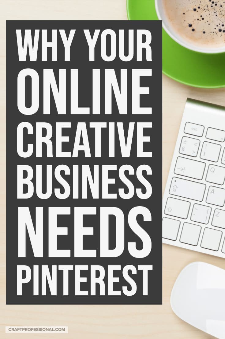 Computer keyboard with on desktop. Text - Why your online creative business needs Pinterest.