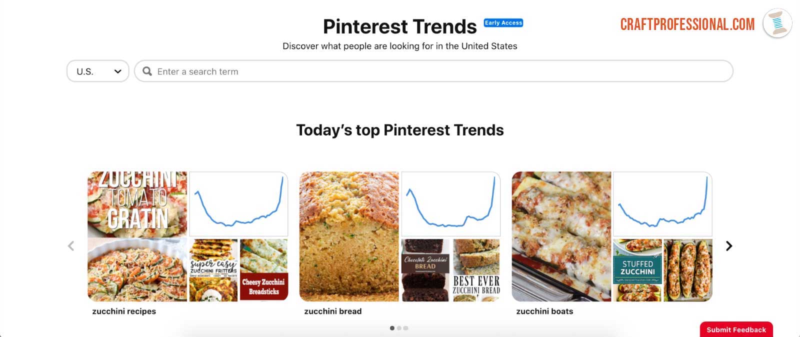 Screenshot of Pinterest Trends tool home page Screenshot of Pinterest Trends tool home page