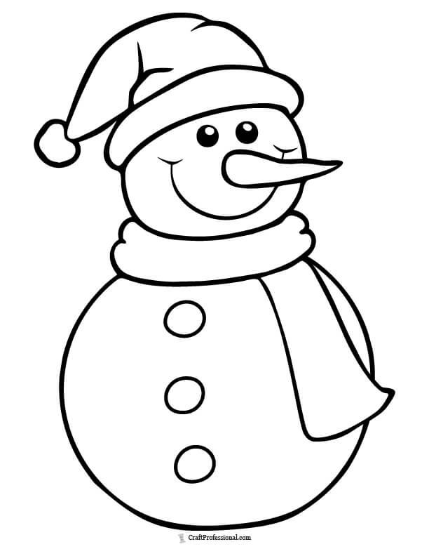 Simple smiling snowman coloring sheet
