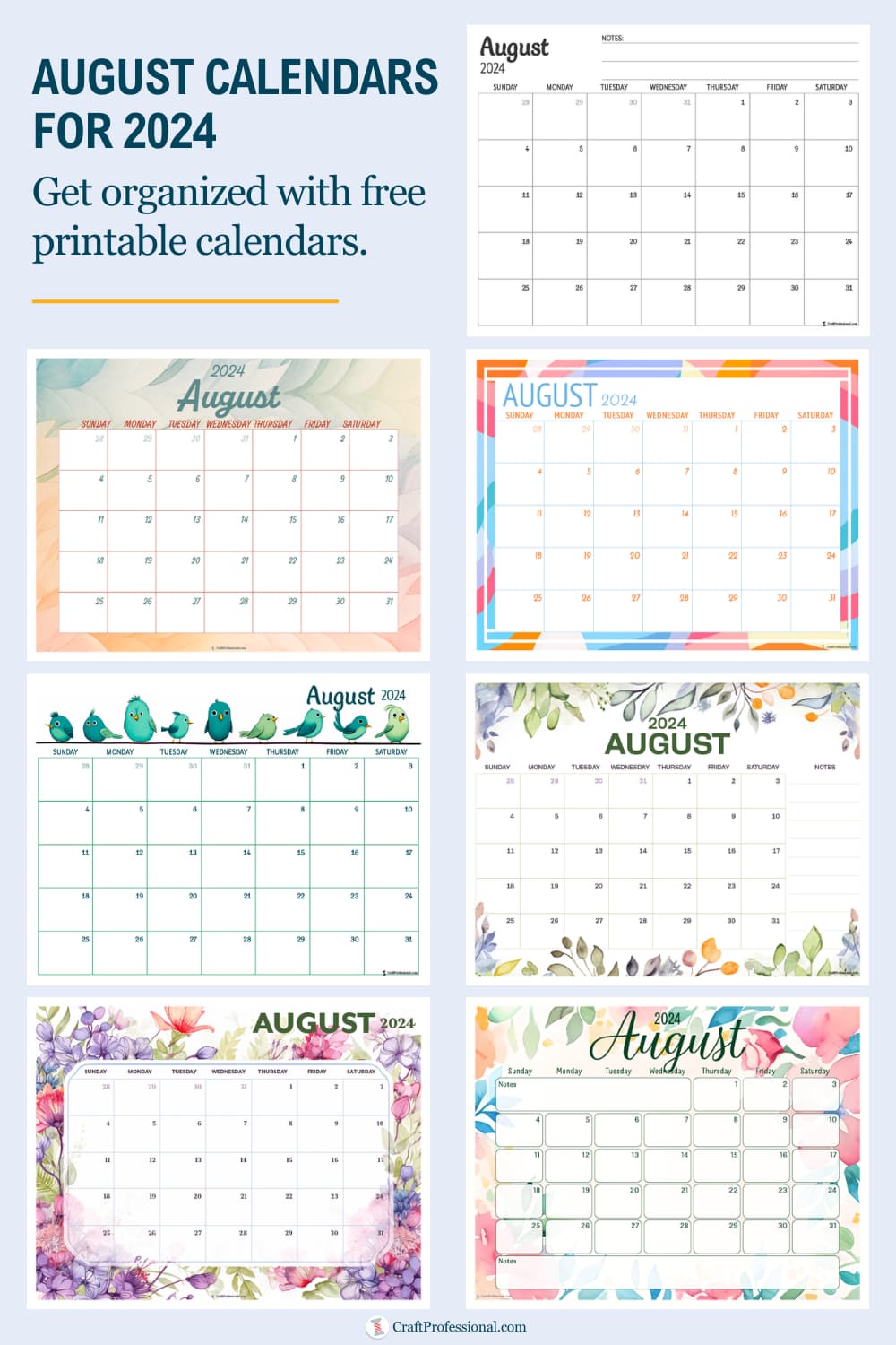 August Calendars 2024 - Get Organized With a Free Printable Calendar