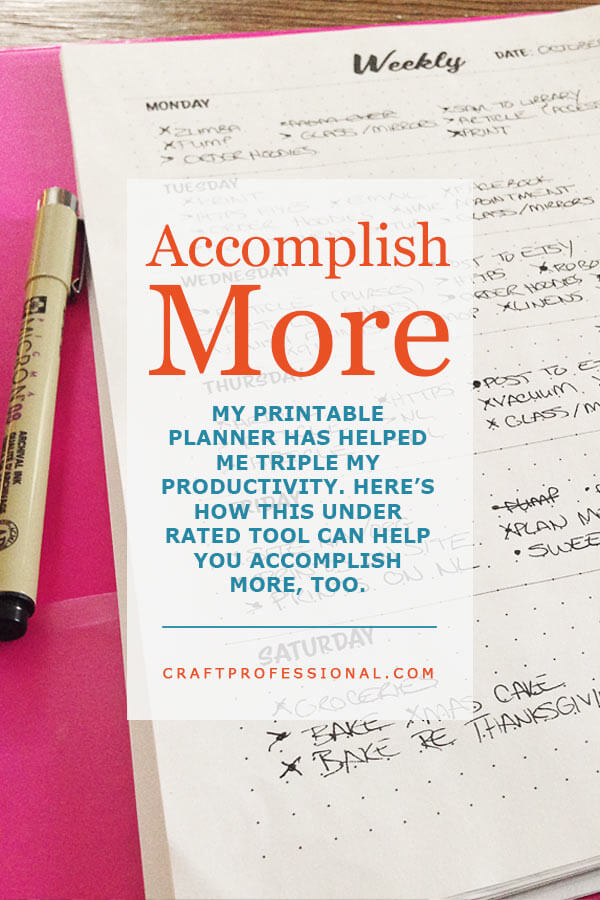 Printable planner sheets in a binder. Text - Accomplish more. My printable planner has helped me triple my productivity. Here's how this underrated tool can help you accomplish more, too. Printable planner sheets in a binder. Text - Accomplish more. My printable planner has helped me triple my productivity. Here's how this underrated tool can help you accomplish more, too.