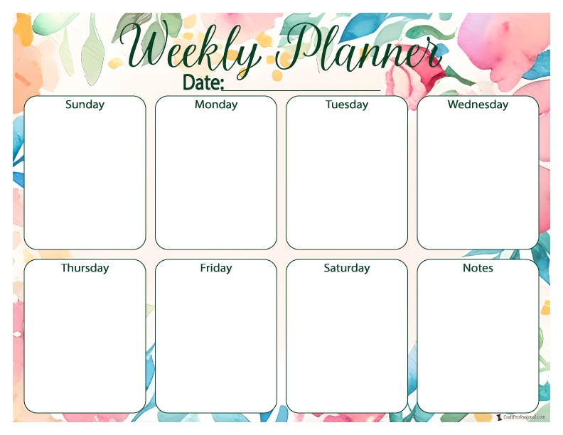Weekly printable planners , floral design