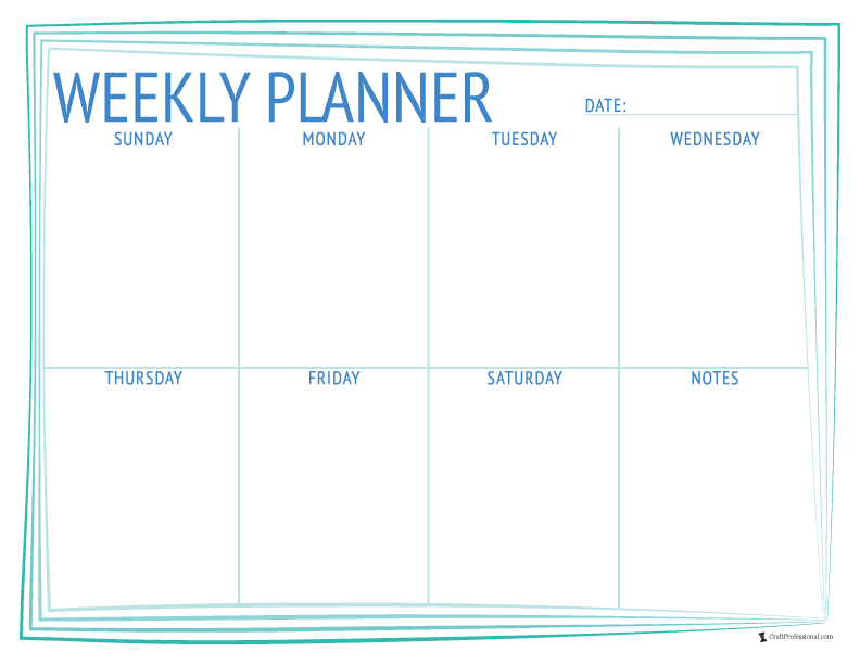 Weekly printable planners, simple frame design