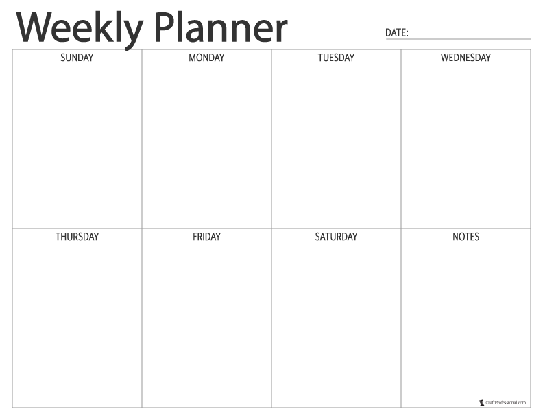 Weekly printable planners, simple design