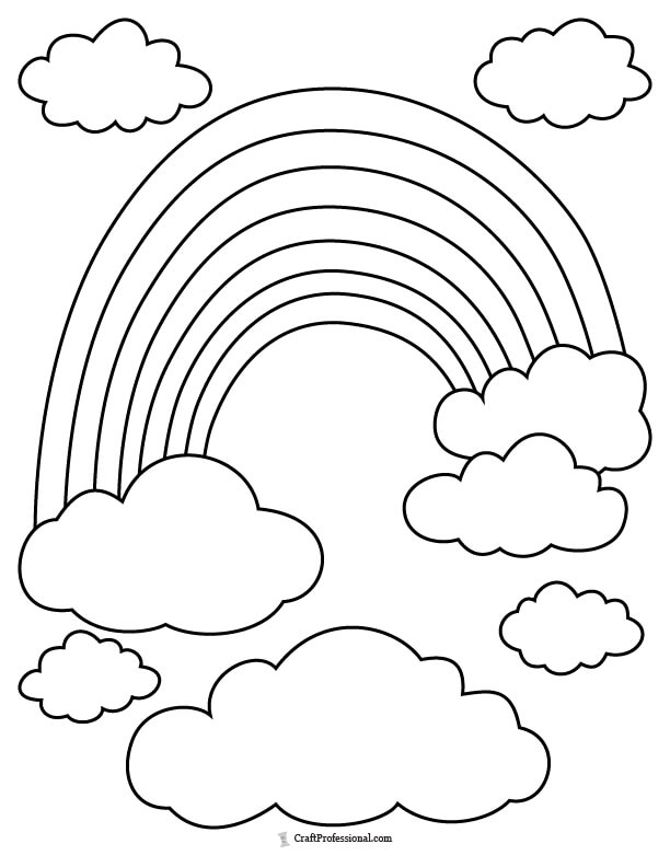 Rainbow and clouds coloring page