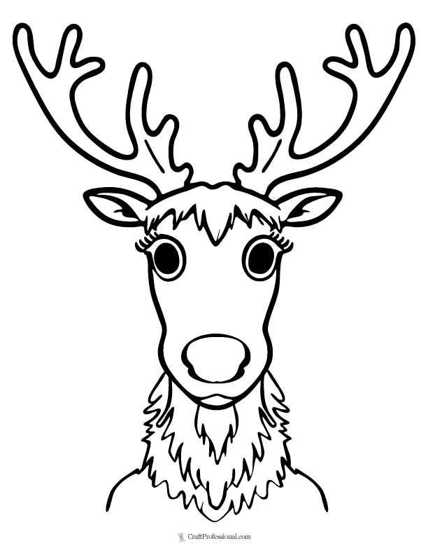 Reindeer face with antlers and long eye lashes coloring page