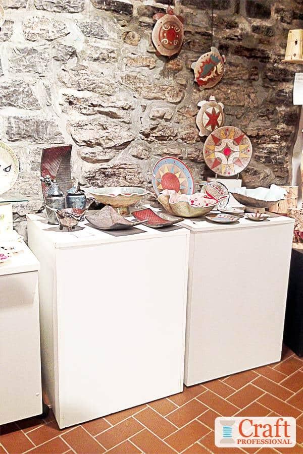 White pedestals in a handmade shop White pedestals in a handmade shop