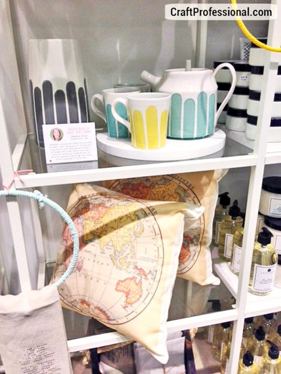 Shelves of handmade items for sale