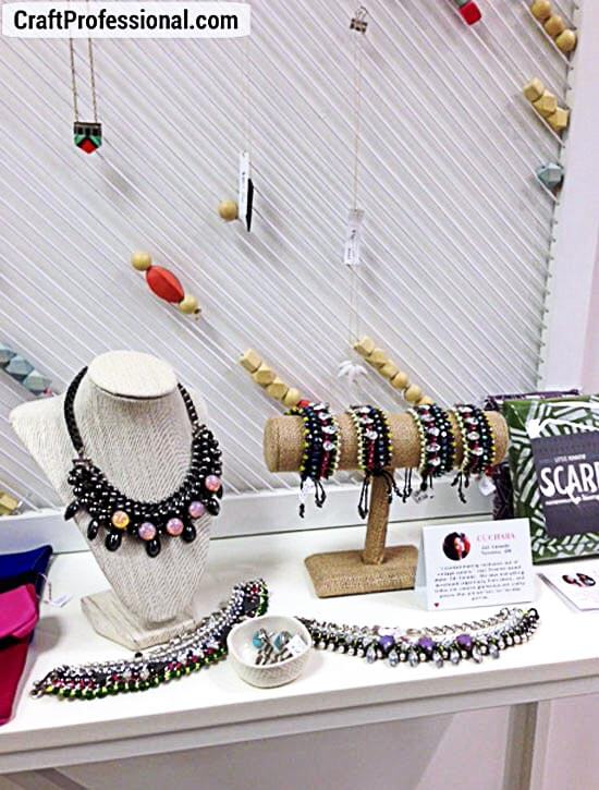 Handmade jewelry in a retail store