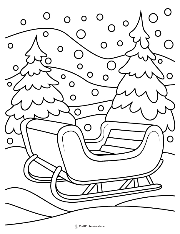 Sanat Claus sleigh coloring sheet
