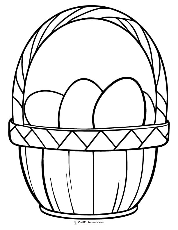 Simple basket with Easter eggs coloring sheet