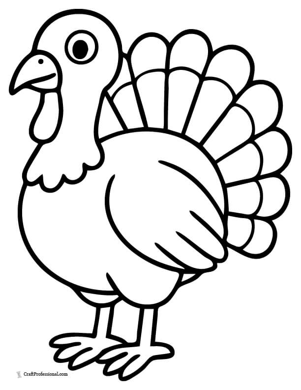 Simple cartoon turkey coloring sheet