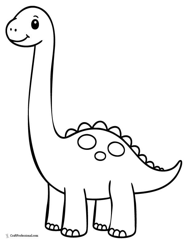 Simple long neck dinosaur coloring page