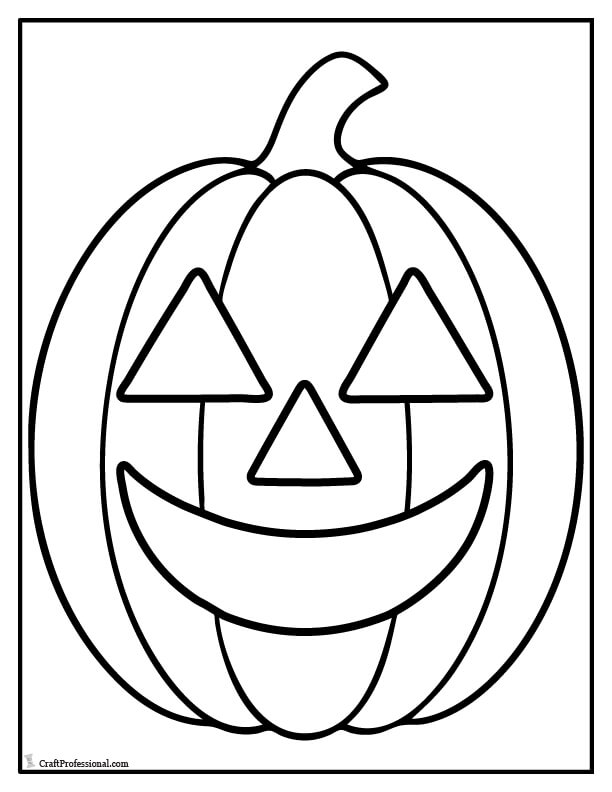 Simple, smiling jack o'lantern coloring page