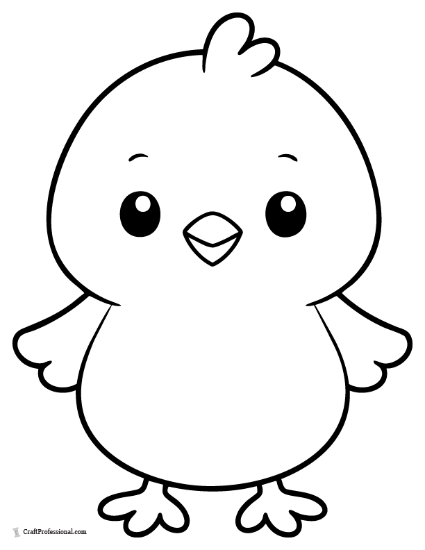 Large outline simple Easter chick coloring page for toddlers.