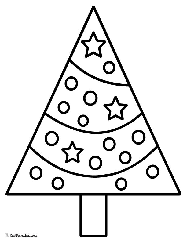 Simple triangle Christmas tree outline coloring page.