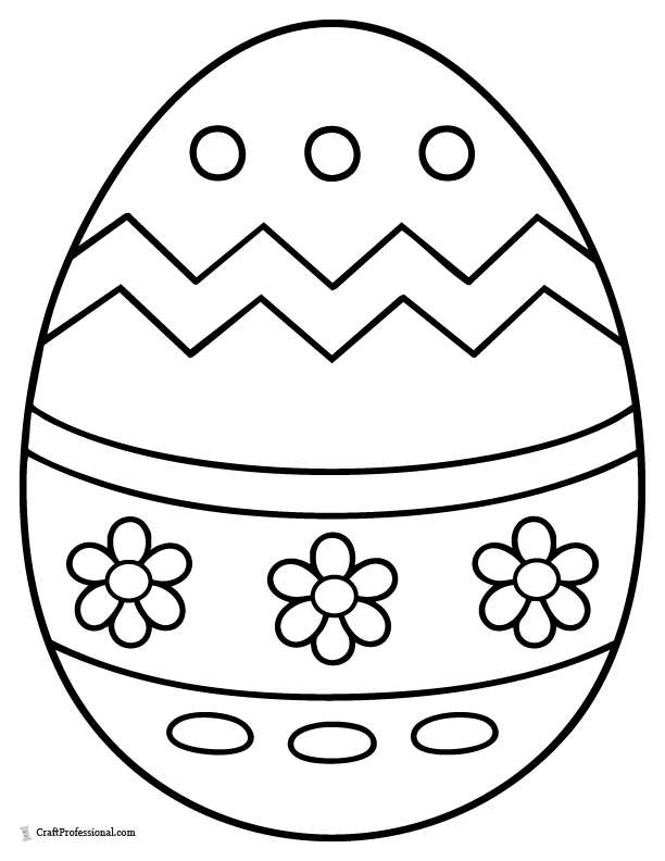 Simple Easter egg with zigzag pattern coloring page for toddlers.