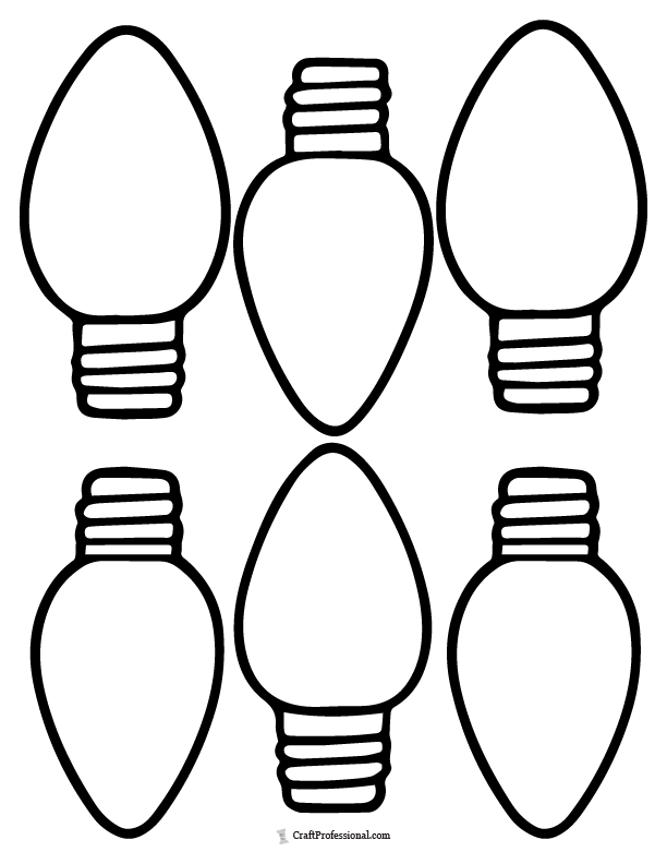 6 basic Christmas light bulb shapes to cut out and color.