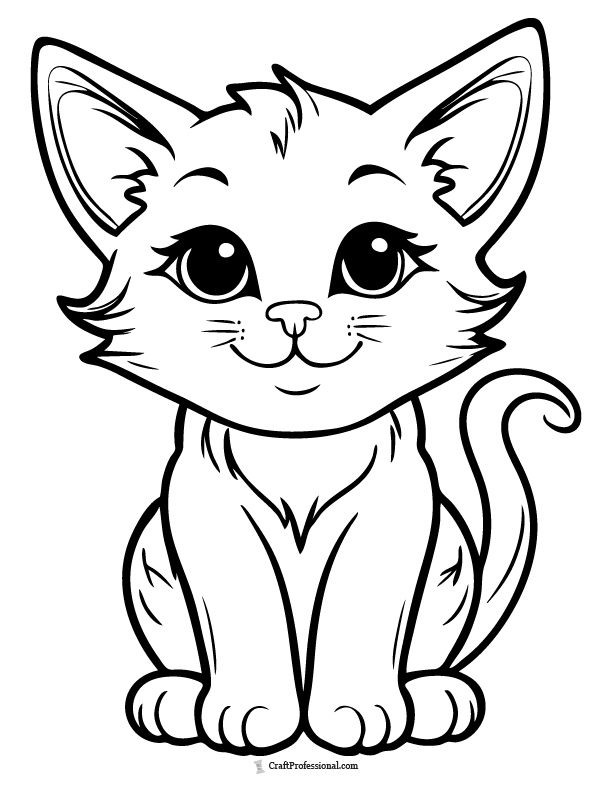 Smiling cat coloring page