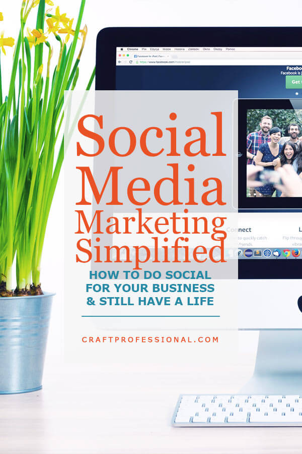 Computer on desk. Text - Social Media Marketing Simplified