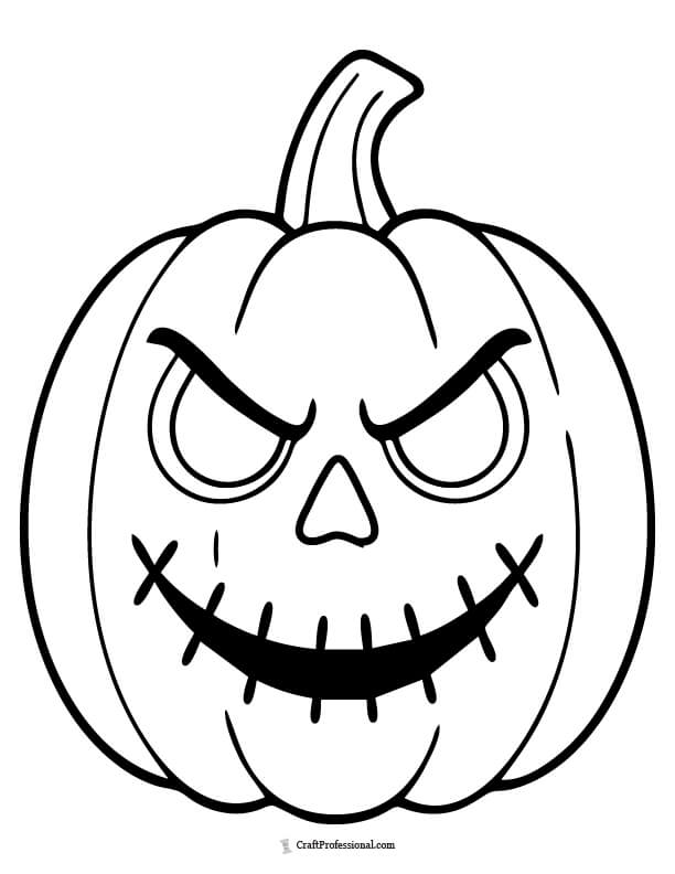 Simple, scary jack o'lantern, coloring page