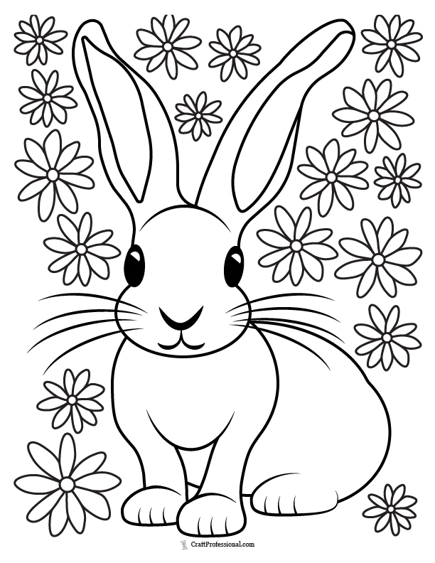 Spring Coloring Pages For Kids Bunny