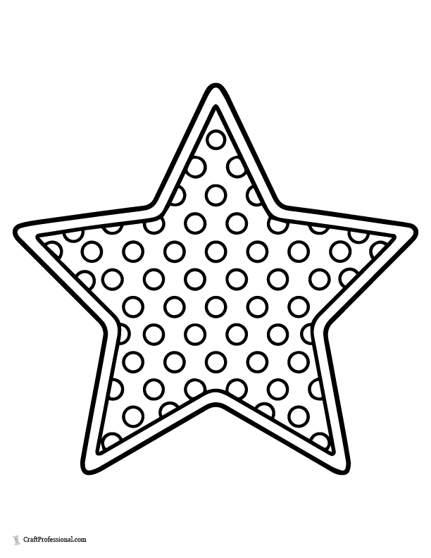 Star with large polka-dot pattern coloring sheet.