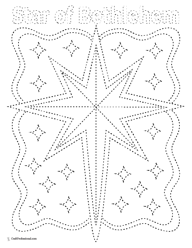 Star of Bethlehem tracing and coloring page.