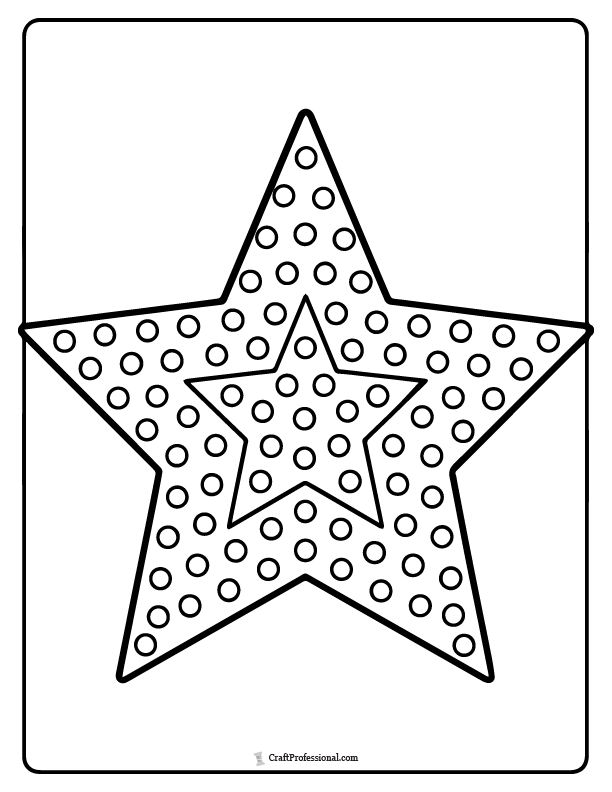Star with small polka-dot pattern coloring page.