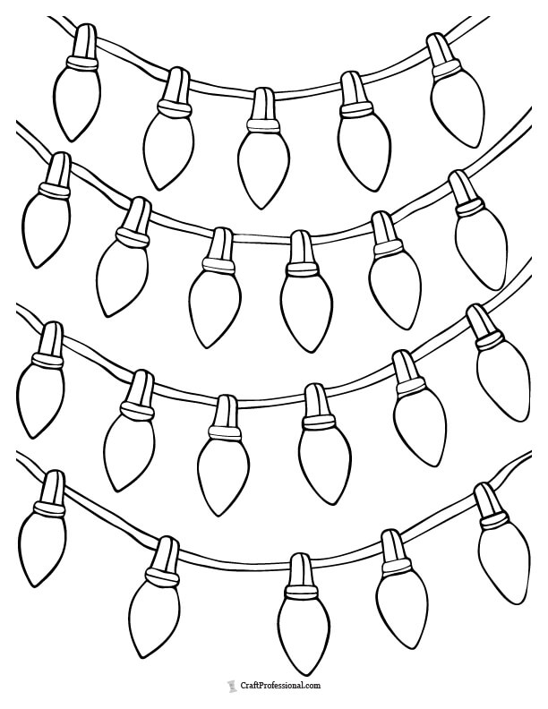 Strings of Christmas lights coloring page