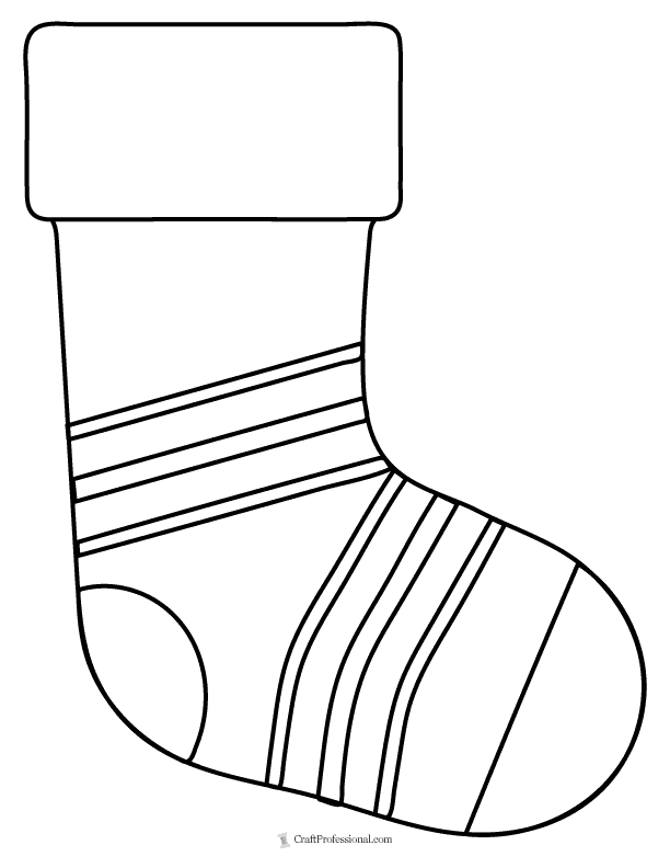 Simple striped Christmas stocking coloring page.