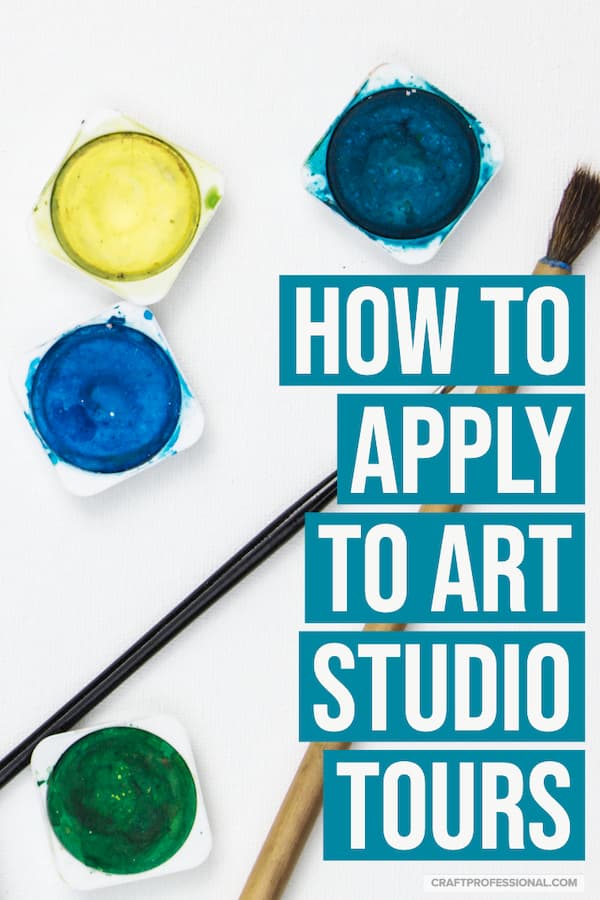 Artists' paint and brushes. Text - How to apply to art studio tours. Artists' paint and brushes. Text - How to apply to art studio tours.