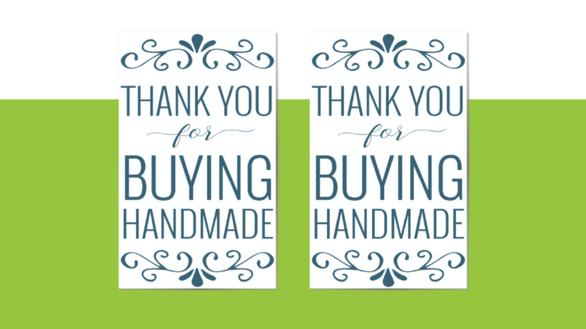 Printable thank you for buying handmade tags.