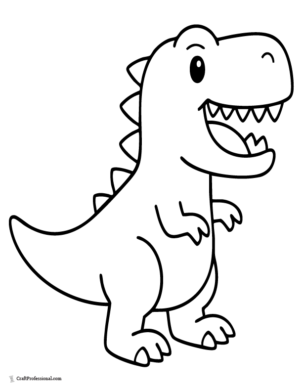 Thick outline T-Rex coloring page for toddlers
