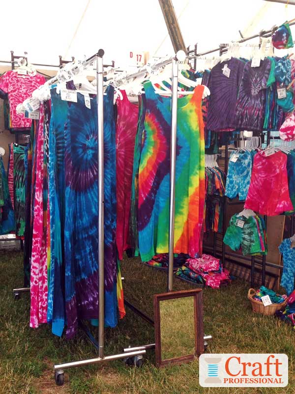 Hand painted tie dye clothing display Hand painted tie dye clothing display