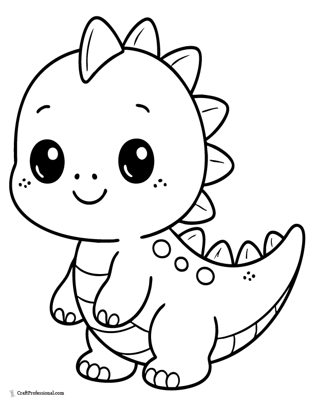 Cute tiny dinosaur coloring page for toddlers