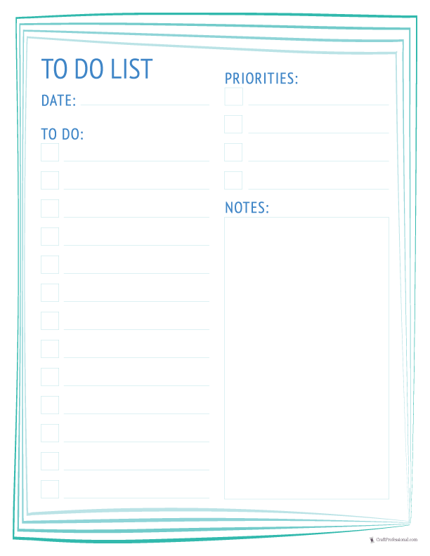 To do list printable planners with checklists and space for notes, simple, monochromatic design