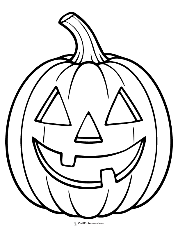 Traditional triangle-eyed jack-o'-lantern coloring page
