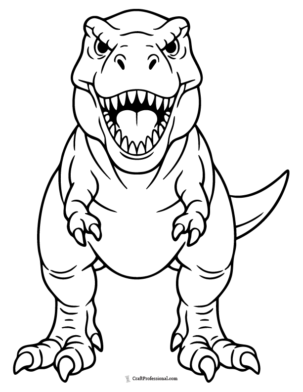 T-Rex front view coloring page