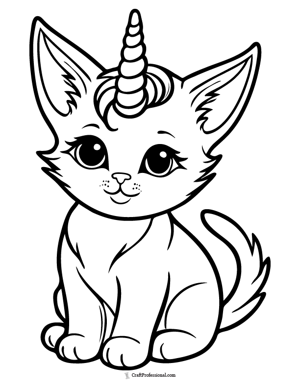 Unicorn cat coloring sheet