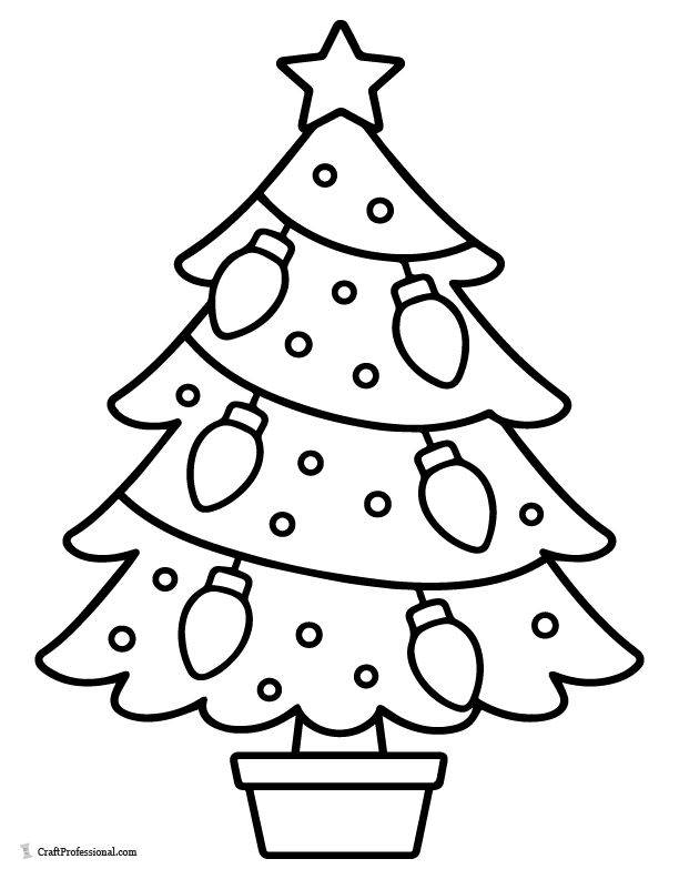 Preschool tree with big lights coloring page.