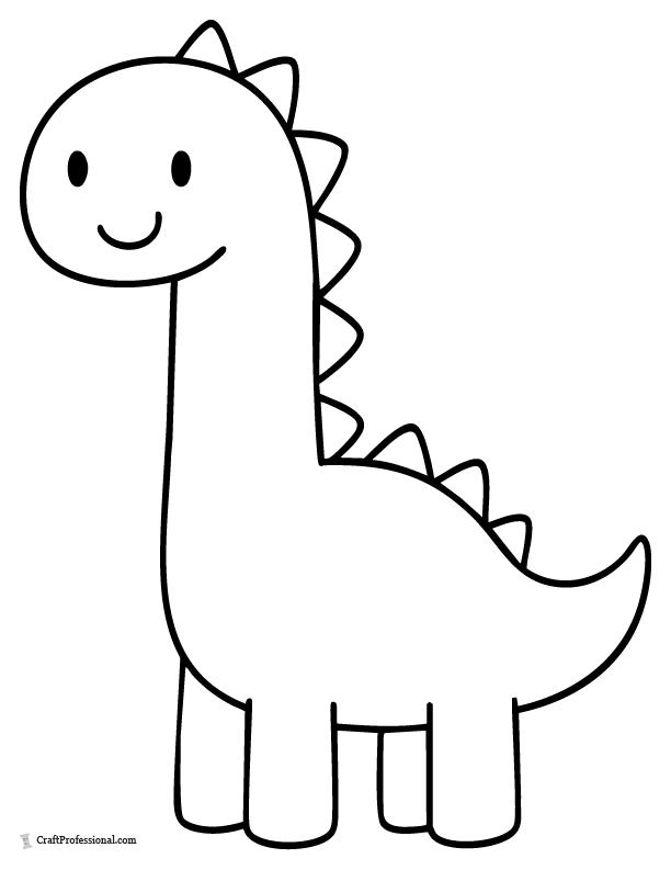 Very simple dinosaur shape coloring page for toddlers