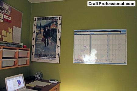 Wall planner in a home office