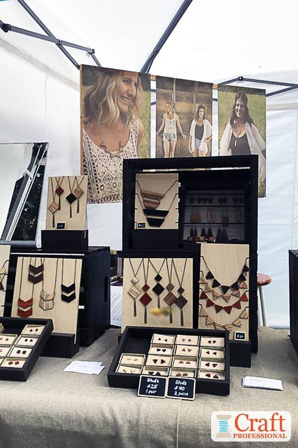 Necklace displays at a craft fair Necklace displays at a craft fair