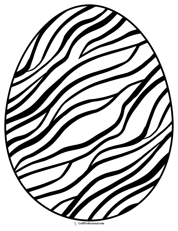 Easter egg with a zebra print pattern, coloring page